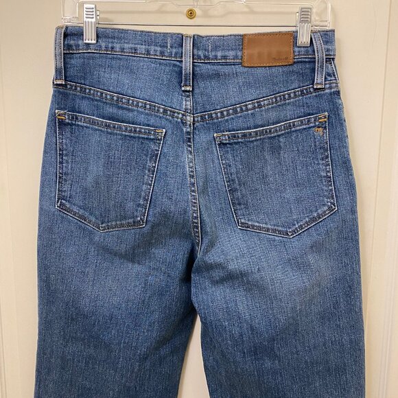 Madewell Women Slim Wide-Leg Crop Jeans Fray Hems Medium Blue Wash Size 27 - Picture 5 of 10